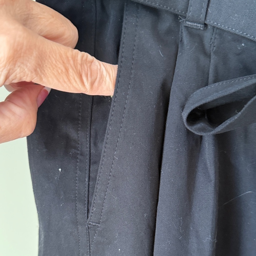 NWT J. Crew NWT Cotton Black  Pants Self-Tie Belt Sewn-In Pleats at Waist SZ 14 - Picture 4 of 15